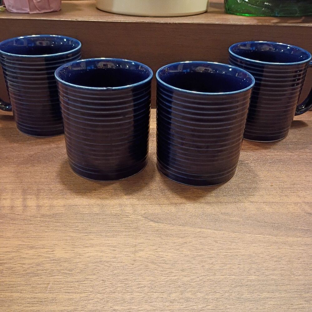 Set of 4 cobalt blue Pier 1 coffee mugs